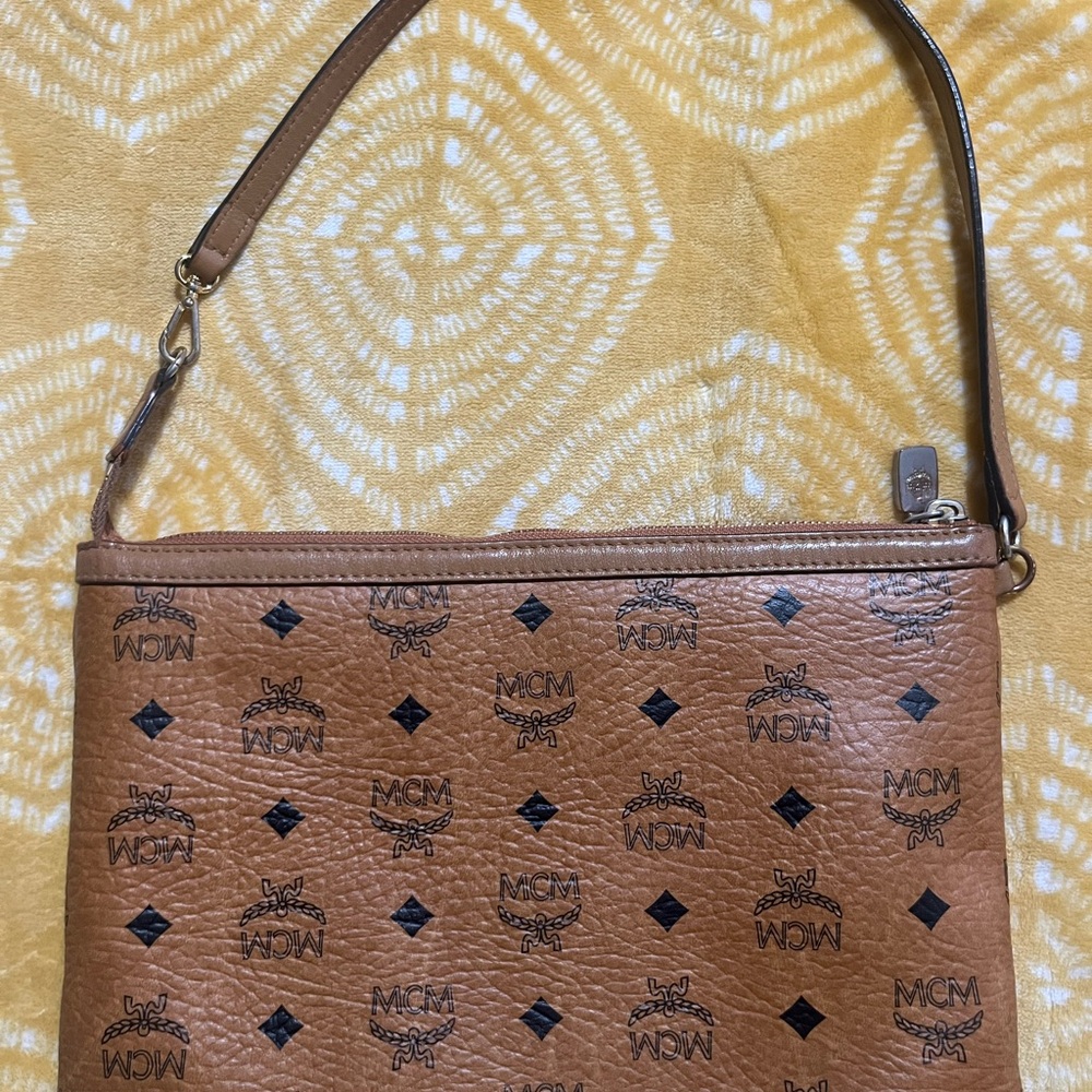 MCM Cognac Visetos Shoulder Bag